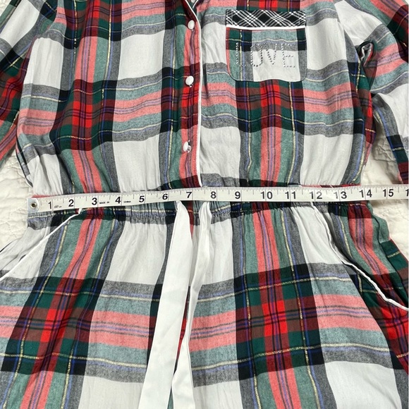 🔥NWOT Victoria’s Secret Plaid Red Green White Flannel Pajama Romper Women Sz S - Picture 5 of 16